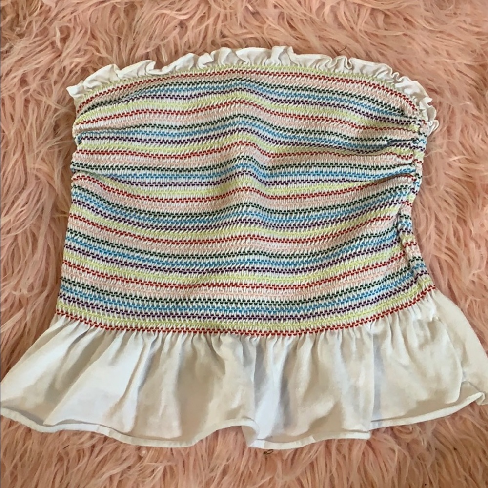 rainbow ribbed tube top